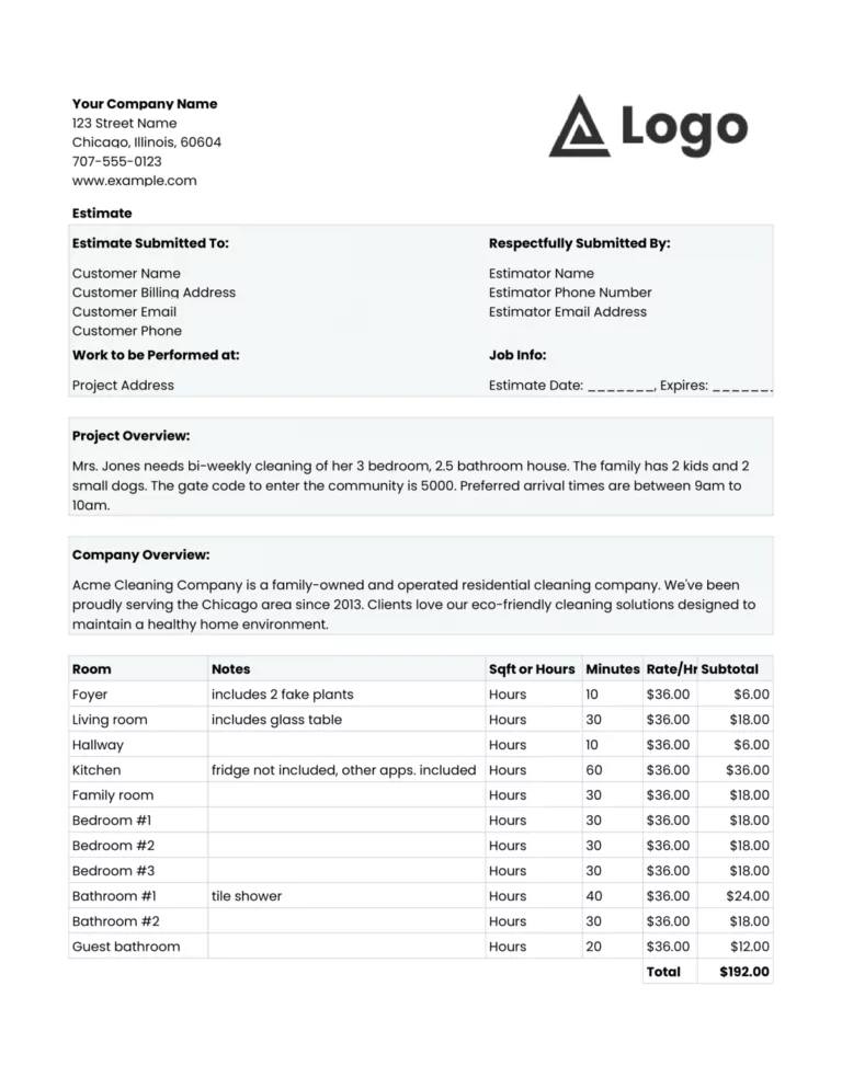 Free Cleaning Service Proposal Template (Editable Document)