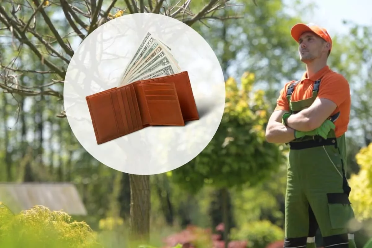 a landscaper and a wallet with money